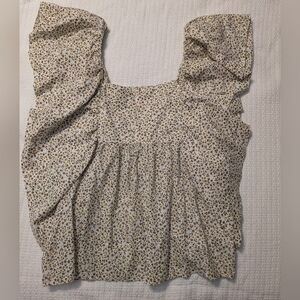 Floral Ruffle Sleeve Women's Top